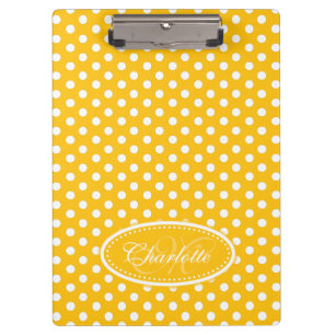 Porte-bloc Polka point jaune nom personnalisé et porte - bloc