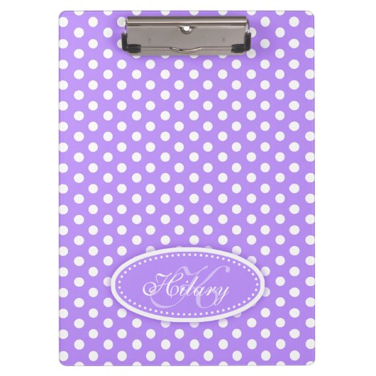 Porte-bloc Polka point violet nom personnalisé et porte - blo (Devant)