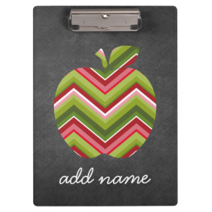 Porte-bloc Pomme d'enseignant personnalisé - Motif Chevron ve