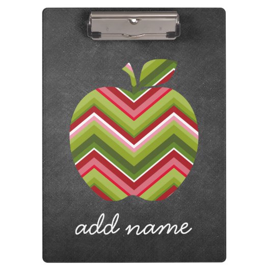 Porte-bloc Pomme d'enseignant personnalisé - Motif Chevron ve (Devant)
