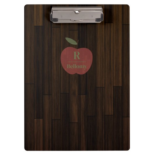 Porte-bloc Pomme en bois rouge (Devant)