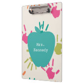 Porte-bloc Pomme Turquoise Empreintes colorées Enseignant (Gauche)