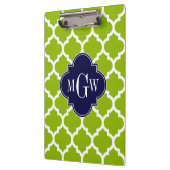 Porte-bloc Pomme Vert Wt Marocain #5 Navy 3 Initial Monogramm (Gauche)