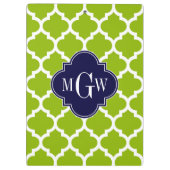 Porte-bloc Pomme Vert Wt Marocain #5 Navy 3 Initial Monogramm (Dos)