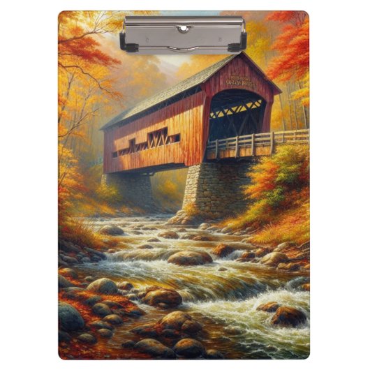 Porte-bloc pont couvert classique d'automne (Devant)