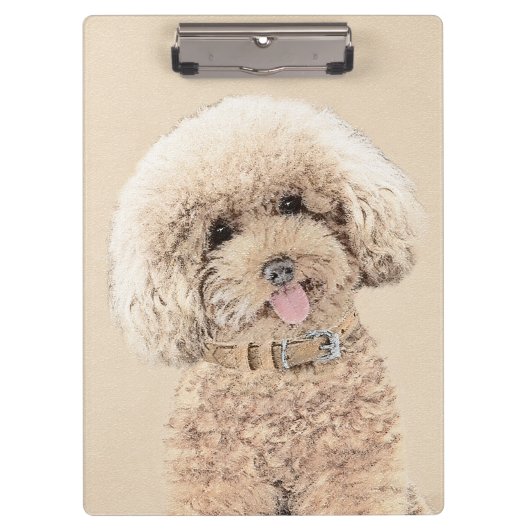 Porte-bloc Poodle Miniature Toy Apricot Crème Chien Brown Art (Devant)