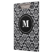 Porte-bloc Porte - bloc blanc noir de monogramme de damassé (Gauche)