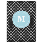 Porte-bloc Porte - bloc bleu noir de monogramme de Quatrefoil (Dos)