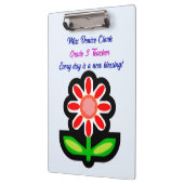 Porte-bloc Porte - bloc bleu rose enseignant avec Fleur rouge (Gauche)