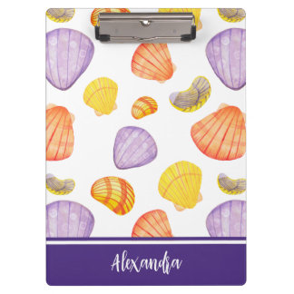 Porte-bloc Porte - bloc de coquillages d'aquarelle avec nom