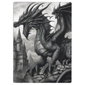 Porte-bloc Porte - bloc de dragon gothique médiéval noir-blan (Dos)