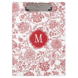 Porte-bloc Porte - bloc de monogramme floral rouge et blanc