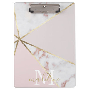 Porte-bloc Porte - bloc de monogramme géométrique Blush Gold