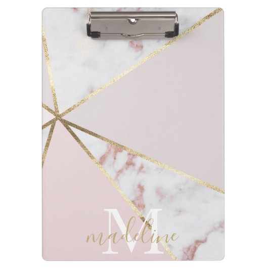 Porte-bloc Porte - bloc de monogramme géométrique Blush Gold (Devant)
