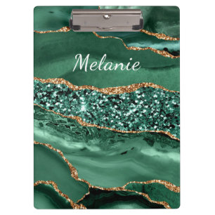 Porte-bloc Porte - bloc en marbre vert or avec nom personnali