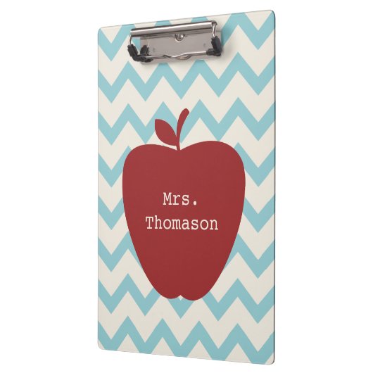 Porte-bloc Porte - bloc enseignant de Blue Chevron Red Apple (Gauche)