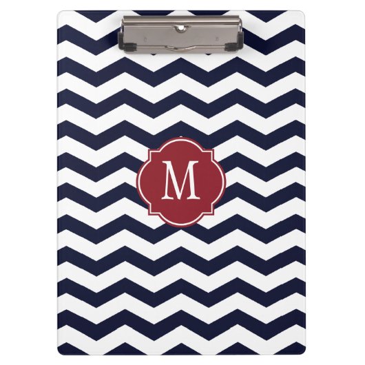 Porte-bloc Porte - bloc Monogramme Marine Blue & Red Chevron (Devant)