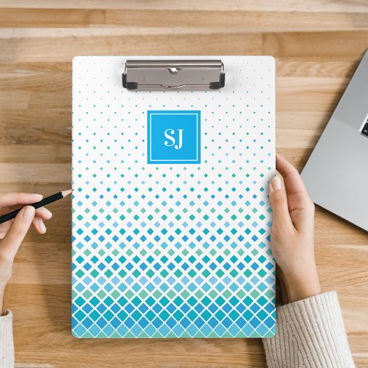 Porte-bloc Porte - bloc Motif Monogramme bleu vert Diamond