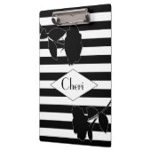 Porte-bloc Porte - bloc noir et blanc de rayure - fleurs/nom (Gauche)