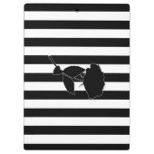 Porte-bloc Porte - bloc noir et blanc de rayure - fleurs/nom (Dos)