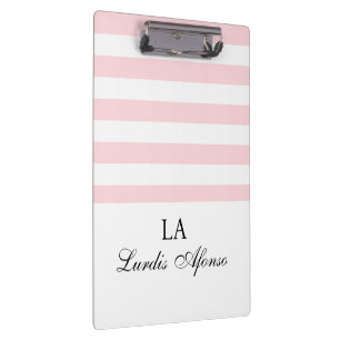 Porte-bloc Porte-bloc-notes rose et blanc mignon à rayures 