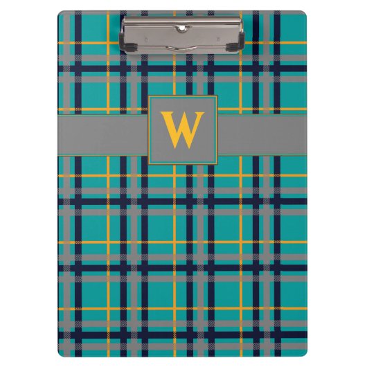Porte-bloc Porte - bloc Plaid bleu et orange (Devant)