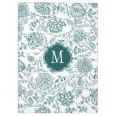 Porte-bloc Porte - bloc turquoise et blanc de monogramme flor (Dos)