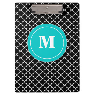 Porte-bloc Porte - bloc turquoise noir de monogramme de