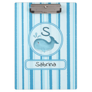 Porte-bloc Porte-documents Baleine Bébé Mignon Rayures Bleues