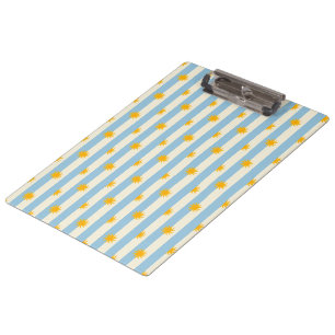 Porte-bloc Porte-documents bleu crème rayé soleil levant doré