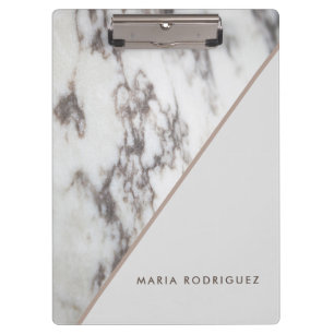 Porte-bloc Porte-documents en marbre gris clair et blanc