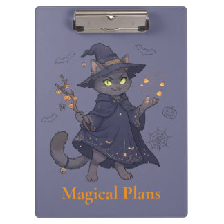 Porte-bloc Porte-documents Halloween avec chat magique mignon