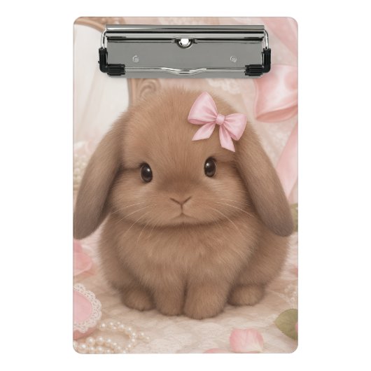 Porte-bloc porte-documents Mini lapin coquet arc rose (Devant)