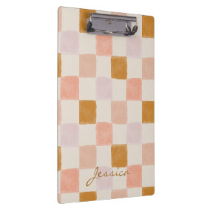 Porte-bloc Porte-documents personnalisé géométrique rose marr