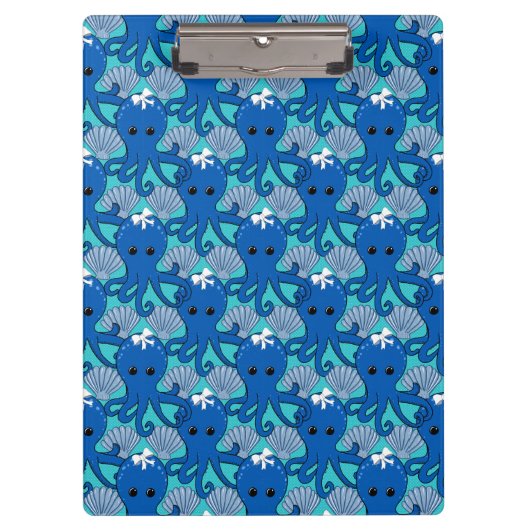 Porte-bloc Porte-documents Pieuvre Bleue Mignonne (Devant)