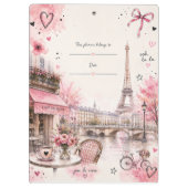 Porte-bloc Porte-documents rose aquarelle Paris (Dos)