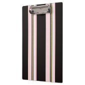 Porte-bloc Porte-documents rose et blanc avec rayures noires (Gauche)