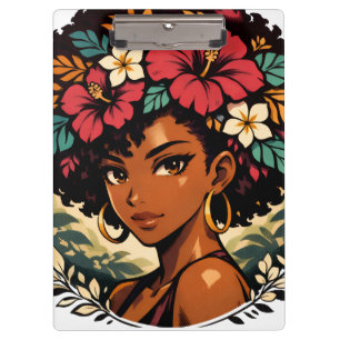 Porte-bloc Portrait d'anime de fille noire féroce