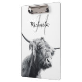 Porte-bloc Portrait de vache Highland premier monogramme noir (Gauche)