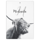 Porte-bloc Portrait de vache Highland premier monogramme noir (Dos)