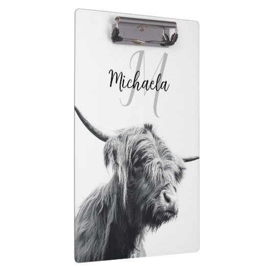 Porte-bloc Portrait de vache Highland premier monogramme noir (Swatch)