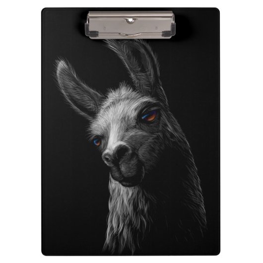 Porte-bloc Portrait Head Cute Llama avec un Arrière - plan no (Devant)