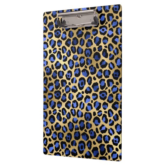 Porte-bloc Ports Leopard Gold & Royal Blue Glam Imprimer (Gauche)