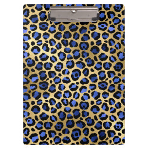 Porte-bloc Ports Leopard Gold & Royal Blue Glam Imprimer
