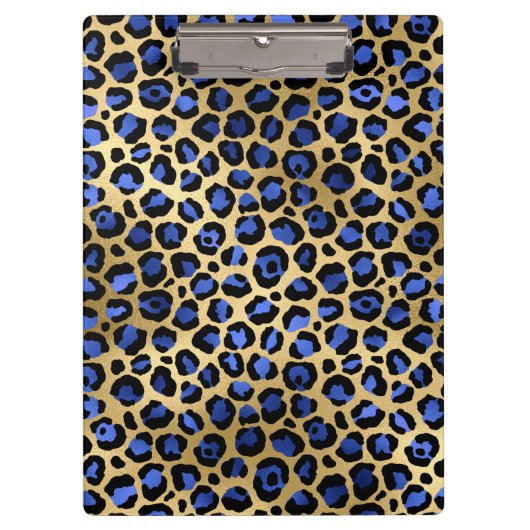 Porte-bloc Ports Leopard Gold & Royal Blue Glam Imprimer (Devant)