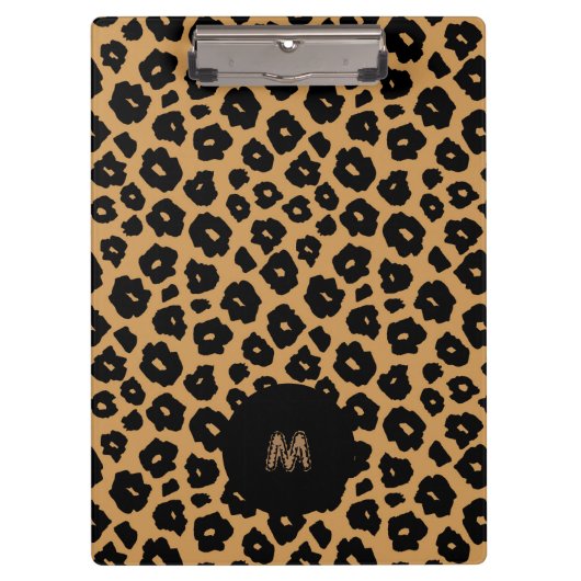 Porte-bloc Poster de animal sauvage léopard + Monogramme (Devant)