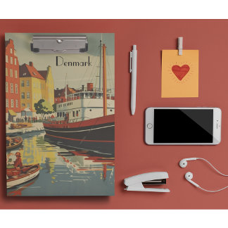 Porte-bloc Poster Vintage voyage Danemark personnalisable