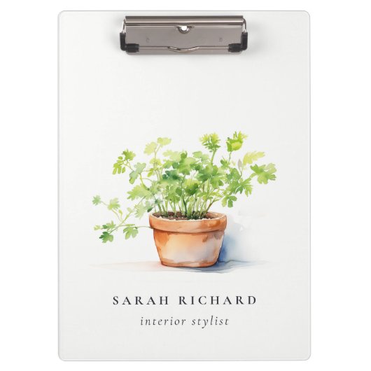 Porte-bloc Pot Herbe Persil Coriander Aquarelle Botanique (Devant)