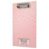 Porte-bloc Pots rose et or Élégant glam chic Personnalisé (Gauche)