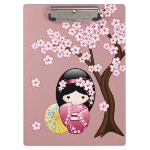 Porte-bloc Poupée Kokeshi Printemps - Cute Geisha Japonais en